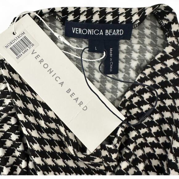 Veronica Beard Mizani Houndstooth Ruched Long Sleeve Dress (L) - Picture 14 of 15